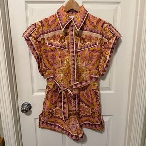 Zimmermann HALCYON CUFFED PLAYSUIT 6-8